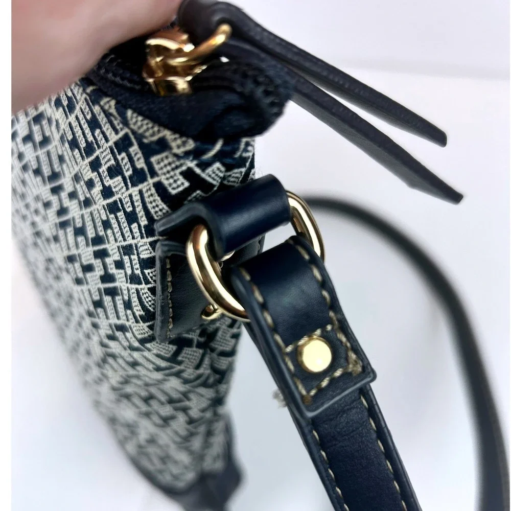 Tommy Hilfiger Navy Signature Monogram Jacquard Crossbody Bag with‎ Tassel
